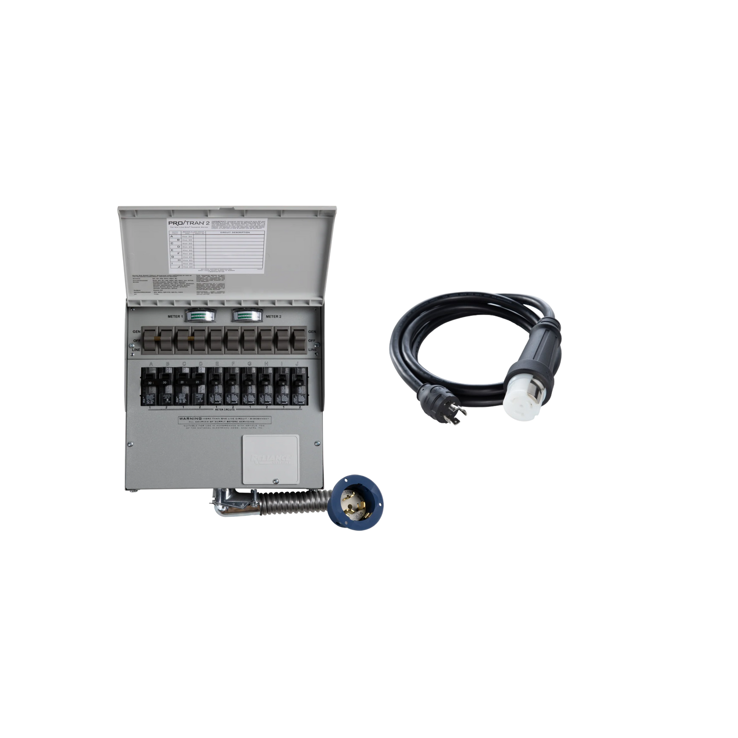 10-Circuit Manual Transfer Switch (120V/240V, 30 Amp, 10-Circuit Transfer Switch + Cable, For 2× F3000 & F3800 Plus)