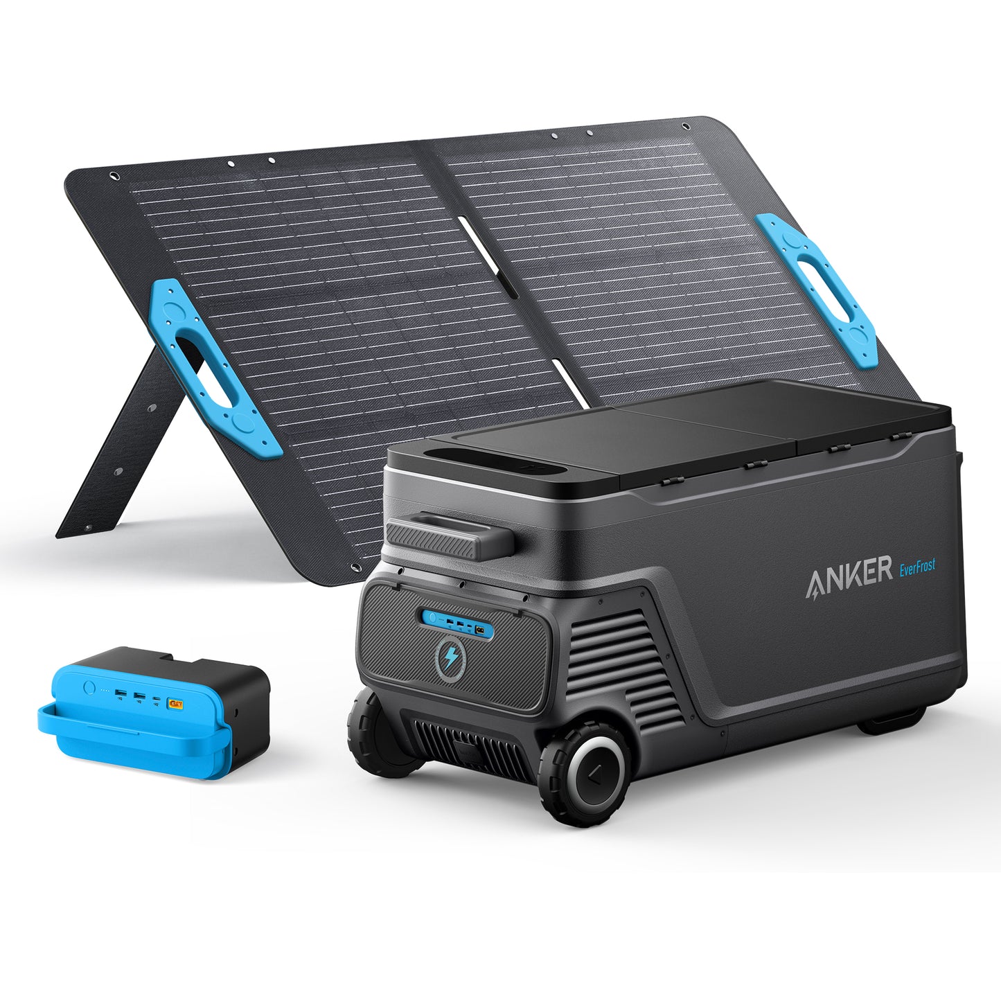 Anker Solix EverFrost 2, 58L Electric Cooler, with extra removable battery and 100W solar panel