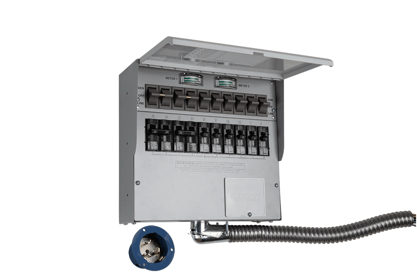 10-Circuit Manual Transfer Switch (120V/240V, 30 Amp, 10-Circuit Transfer Switch + Cable, For 2× F3000 & F3800 Plus)
