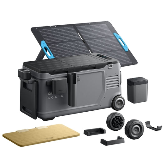 Anker Solix EverFrost 2, 58L Electric Cooler, with extra removable battery and 100W solar panel + road trip kit + beach wheels + hook-on tray