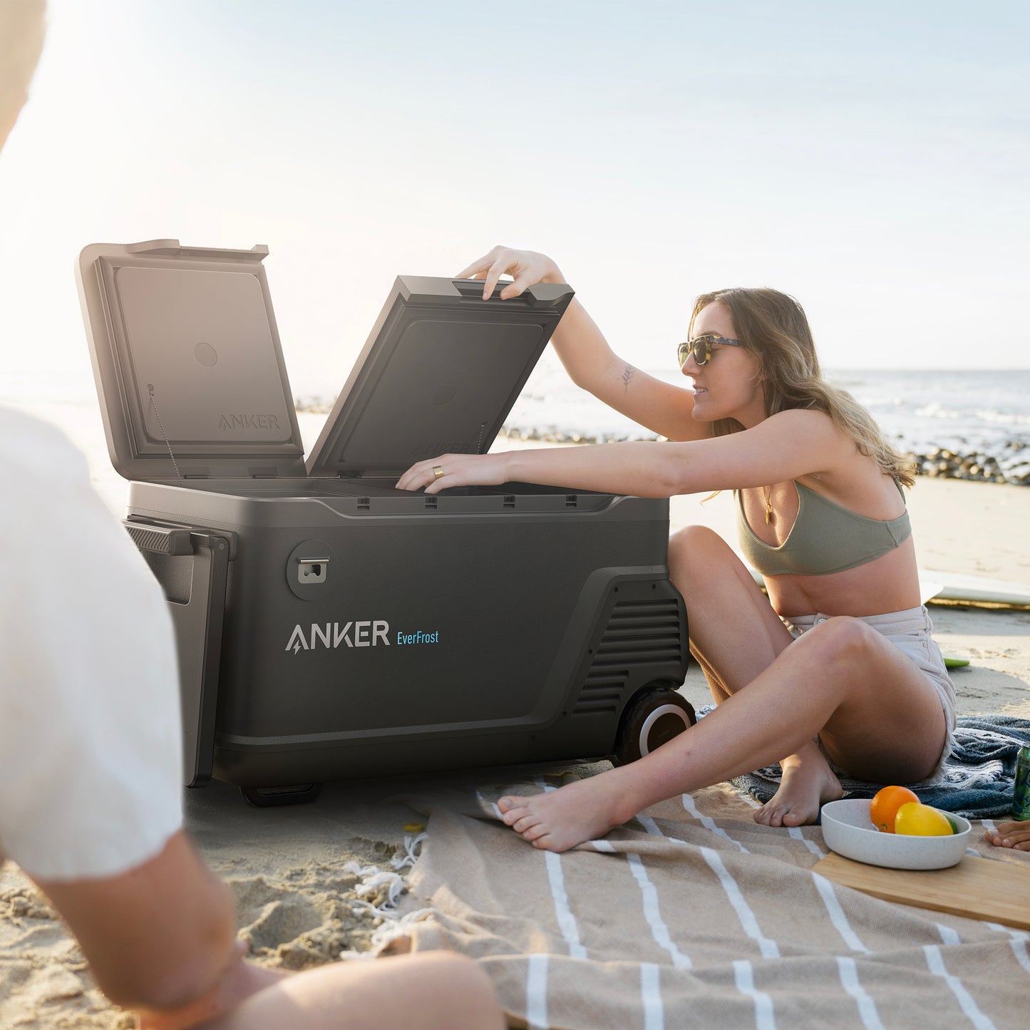 Anker Solix EverFrost 2, 58L Electric Cooler, with extra removable battery and 100W solar panel