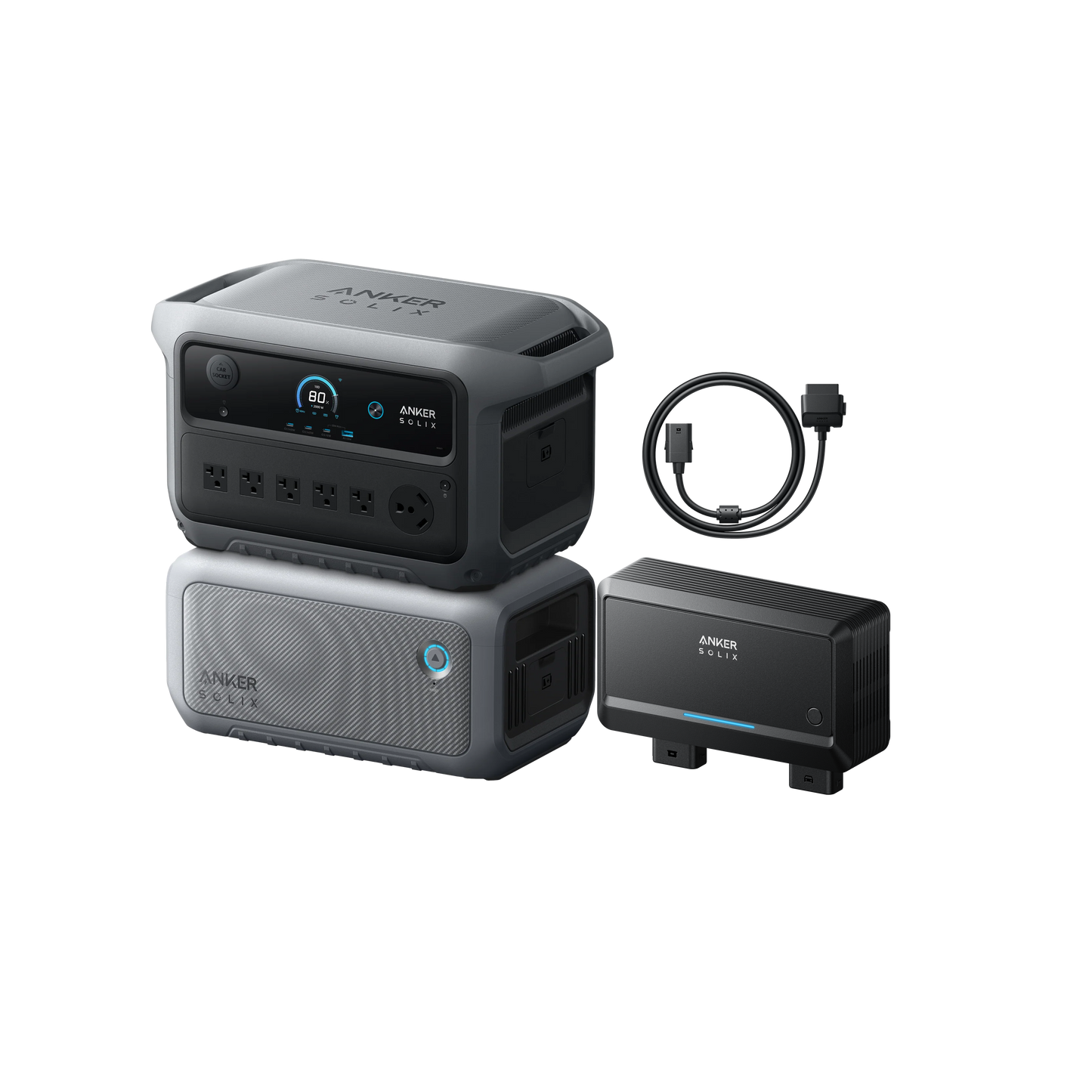 Anker SOLIX C2000 Gen 2 + Batterie d'extension + Chargeur d'alternateur + Câble de sortie du port d'extension (1 m)